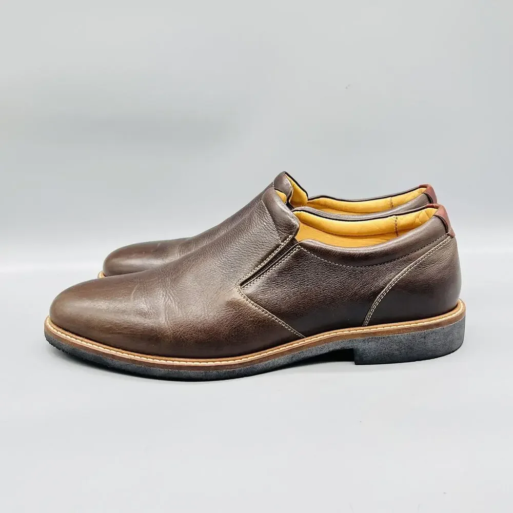 Johnston & Murphy Shoes Mens 11 Brown Leather Slip On Oxford Dress Sheepskin